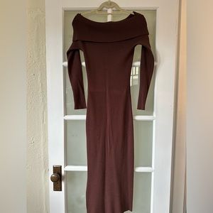 Anthropologie Brown off the shoulder sweater dress, size: S